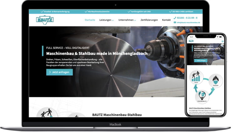 Beispielprojekt einer WordPress-Unternehmenswebsite – BAUTZ Maschinenbau-Stahlbau